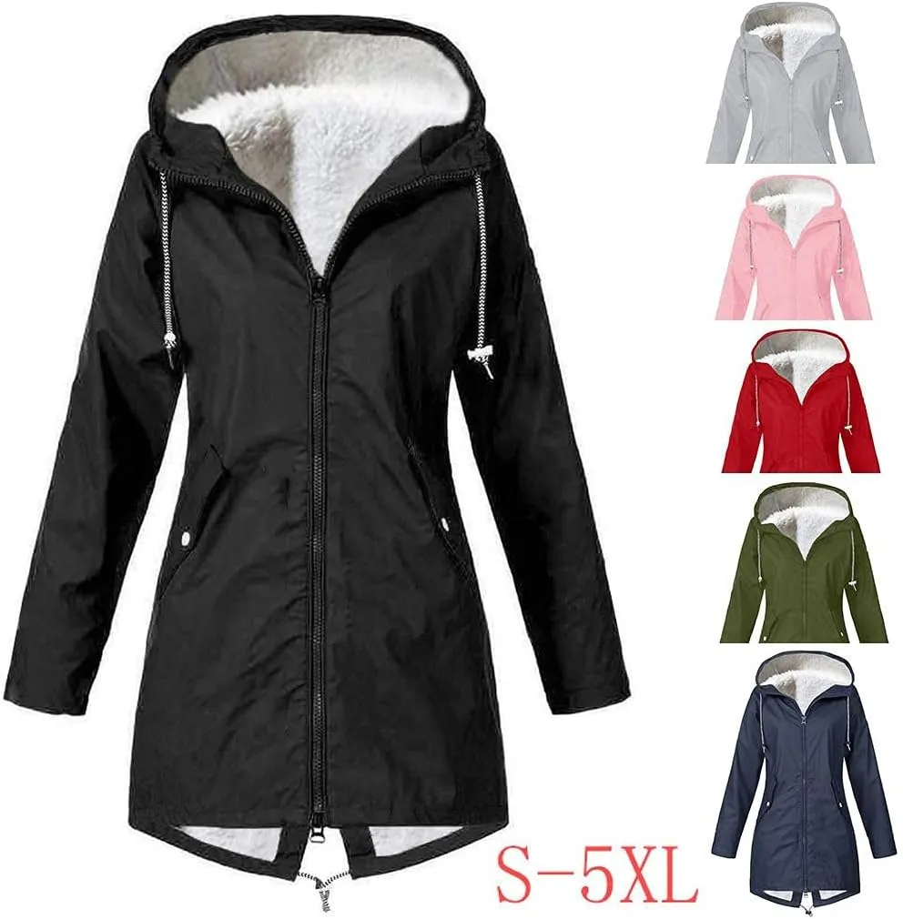 cooki Winter Jackets for Women Thick Womens Warm Fur Fleece Lined Hooded Plus Size Warm Down Outerwear Parka Coats Tops