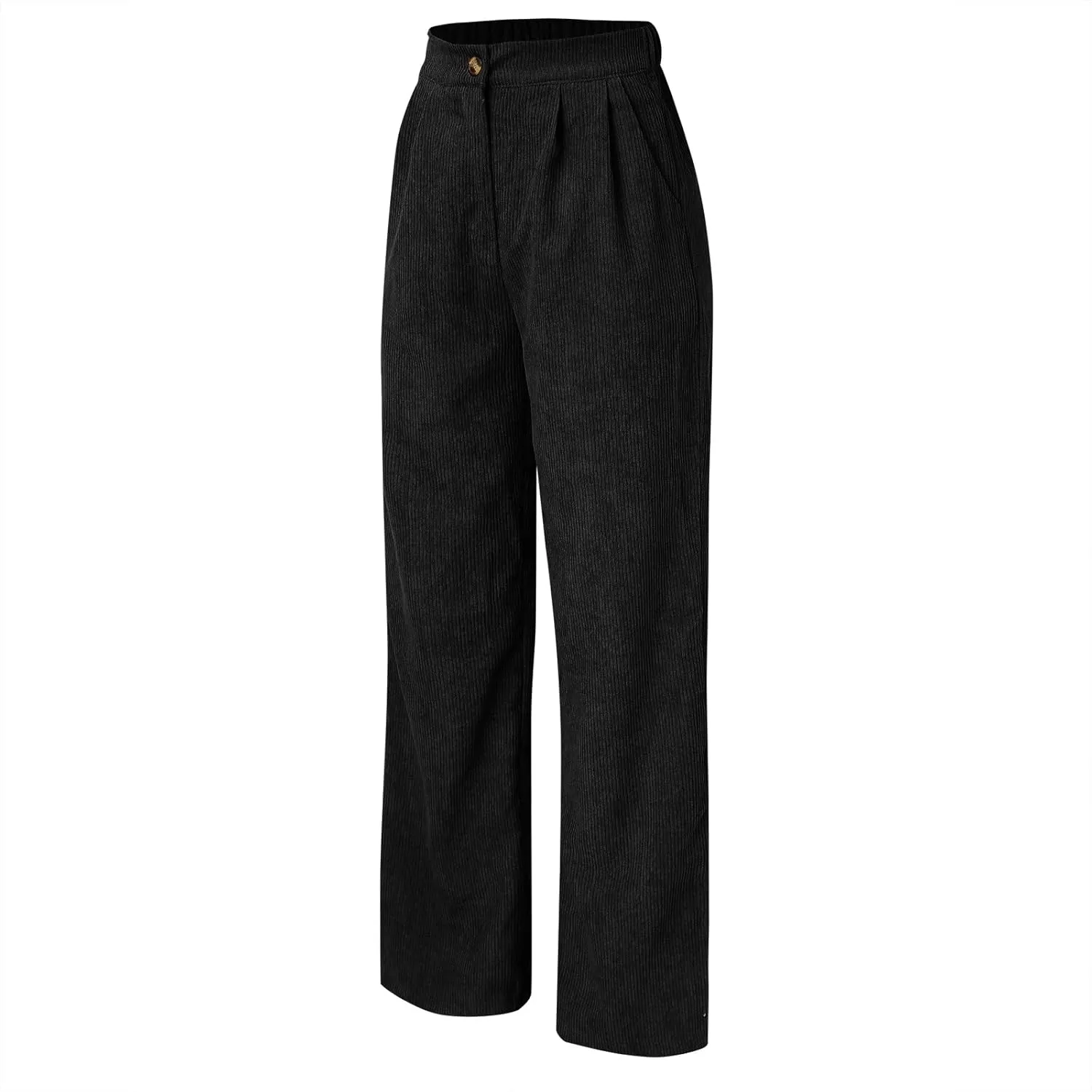 Corduroy Pants for Women 2025 Trendy High Elastic Waist Straight Leg Dress Pants Soft Casual Trousers with Pockets