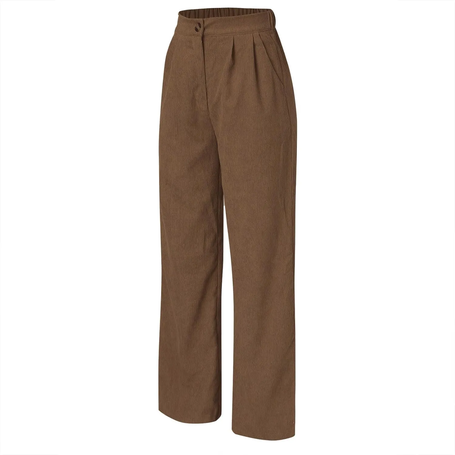 Corduroy Pants for Women 2025 Trendy High Elastic Waist Straight Leg Dress Pants Soft Casual Trousers with Pockets