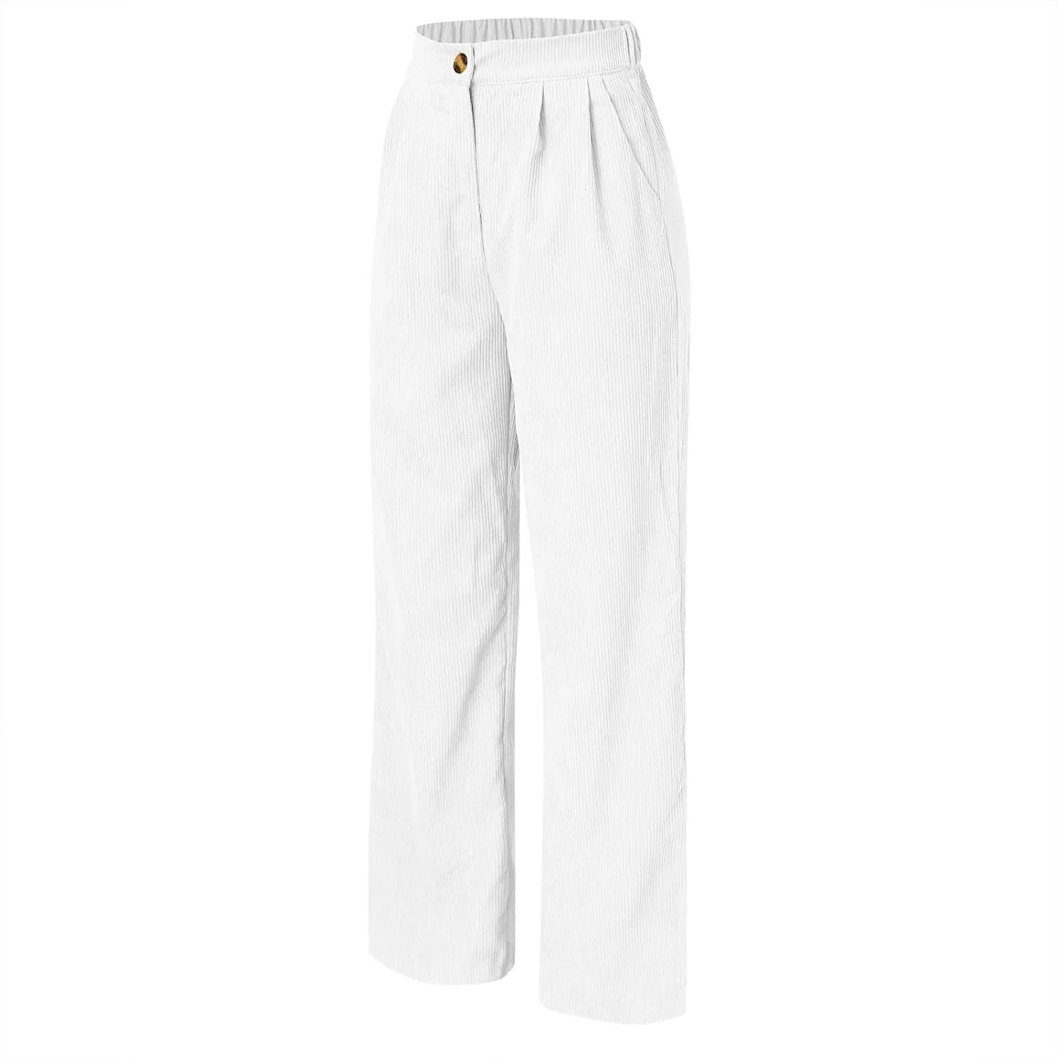 Corduroy Pants for Women 2025 Trendy High Elastic Waist Straight Leg Dress Pants Soft Casual Trousers with Pockets
