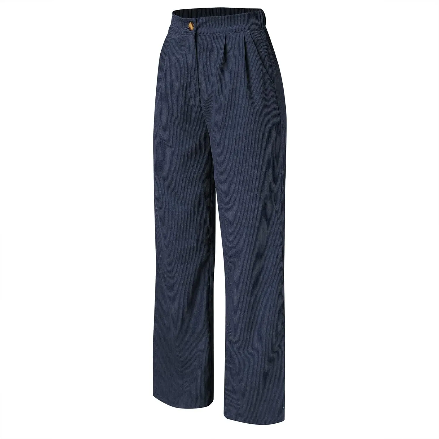 Corduroy Pants for Women 2025 Trendy High Elastic Waist Straight Leg Dress Pants Soft Casual Trousers with Pockets