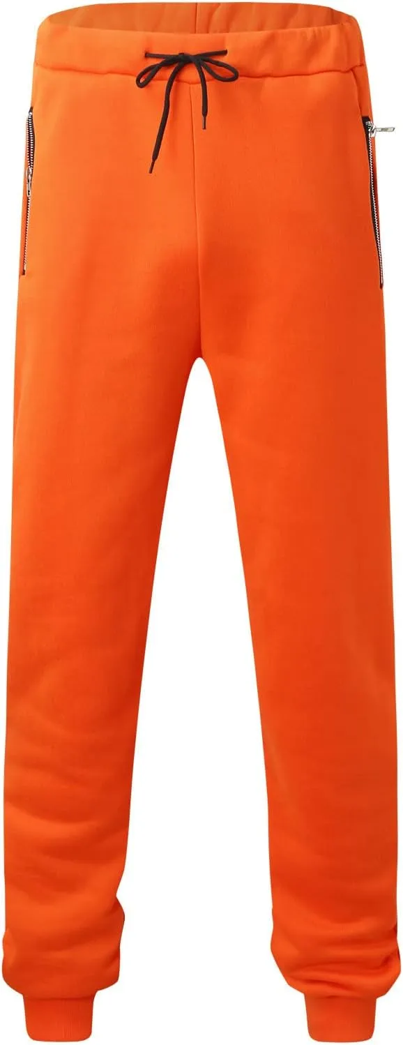 Dudubaby Loose Fit Pants Casual Pants Men's Loose Zipper Pocket Drawstring Elastic Waist Sports Pants