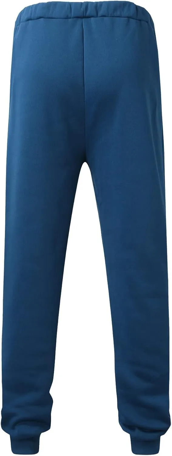 Dudubaby Loose Fit Pants Casual Pants Men's Loose Zipper Pocket Drawstring Elastic Waist Sports Pants