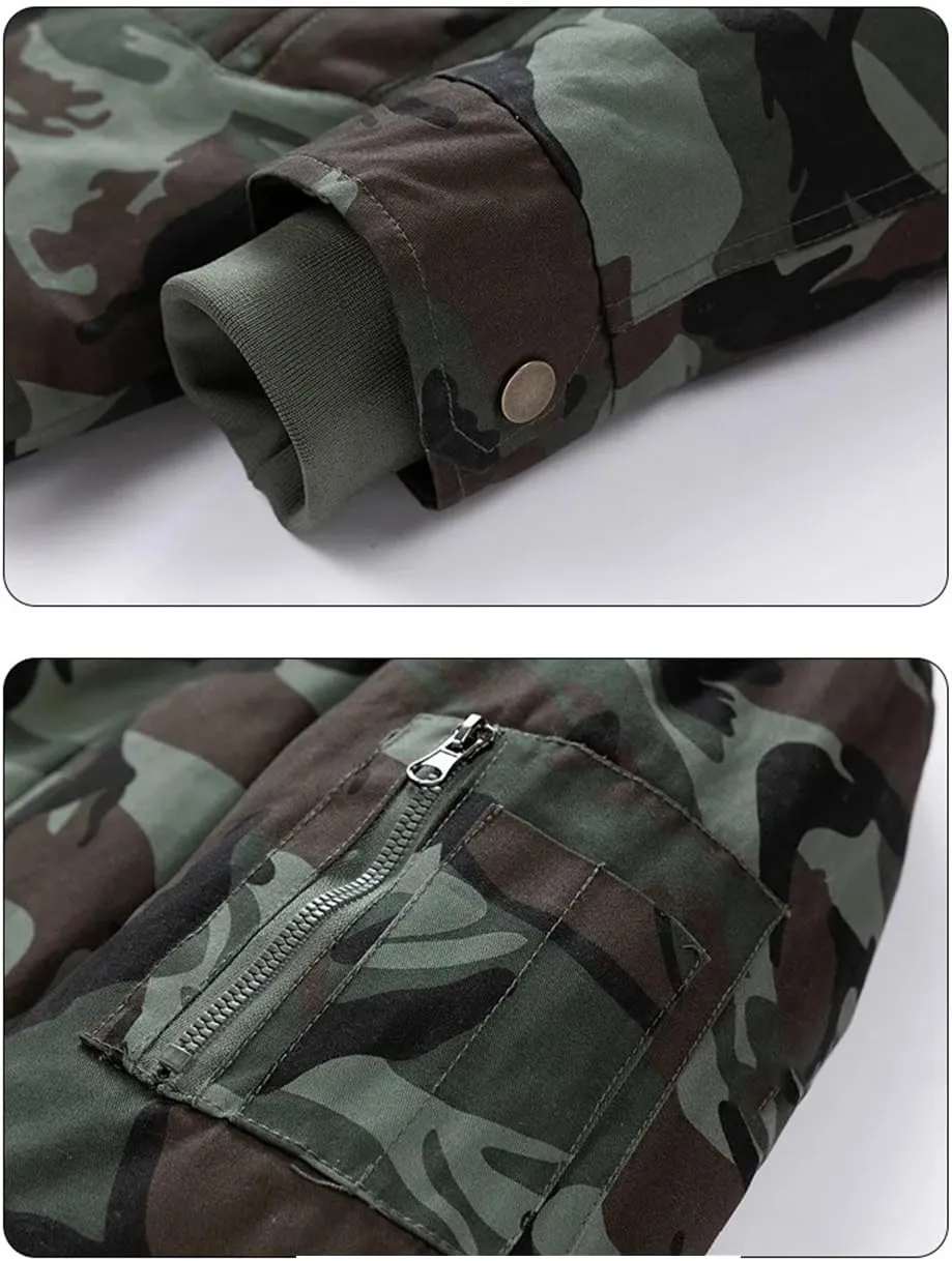 Dvbfufv Men Winter Hooded Long Jackets Male Casual Camo1 Warm Parkas Coats Man Outdoor Coats