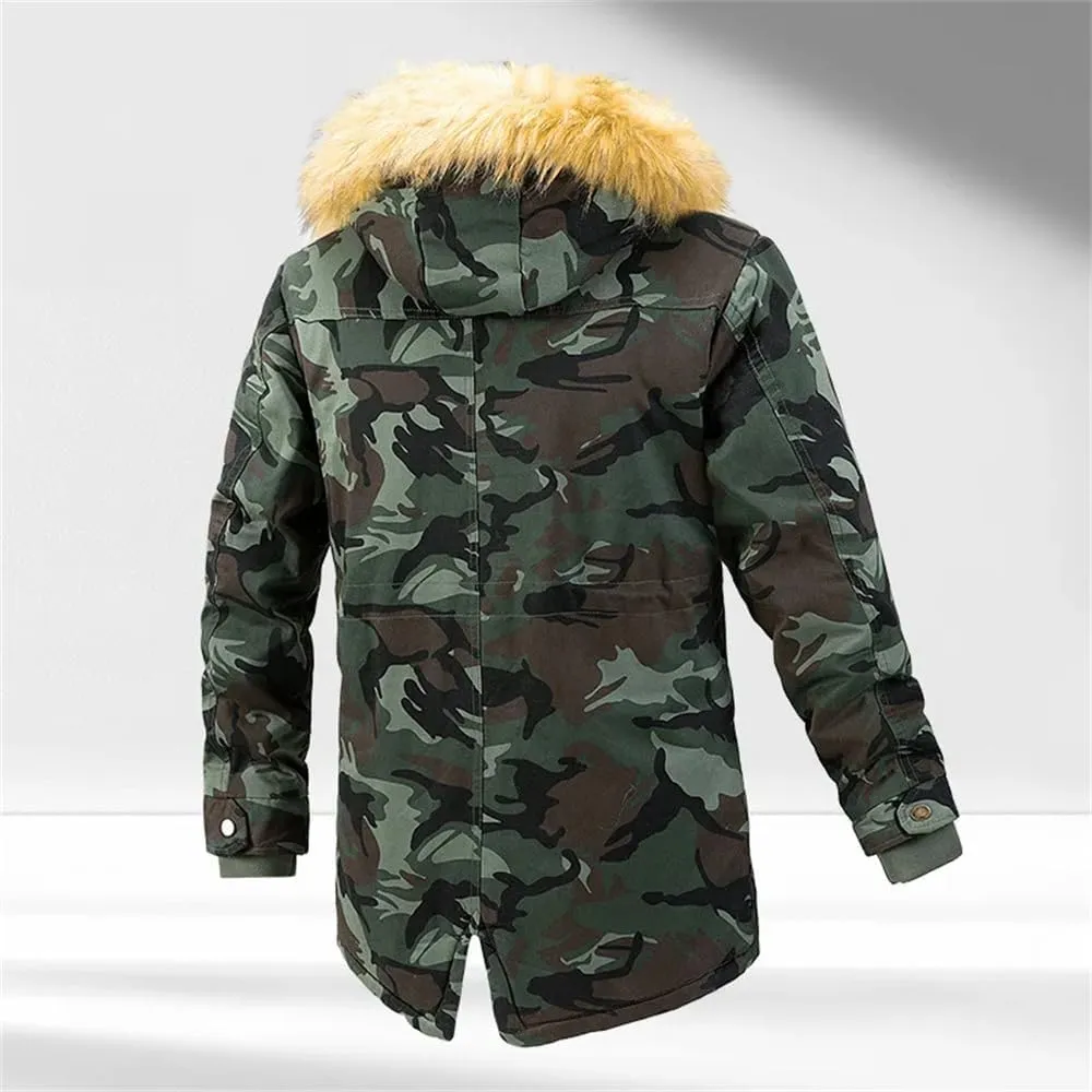 Dvbfufv Men Winter Hooded Long Jackets Male Casual Camo1 Warm Parkas Coats Man Outdoor Coats