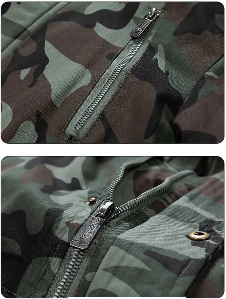 Dvbfufv Men Winter Hooded Long Jackets Male Casual Camo1 Warm Parkas Coats Man Outdoor Coats