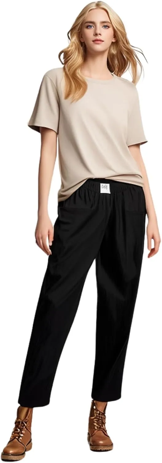 Endurance Loose Pants Women Summer Cotton Linen Women's Loose Pants Womens Baggy Wide Leg Pants with Pockets