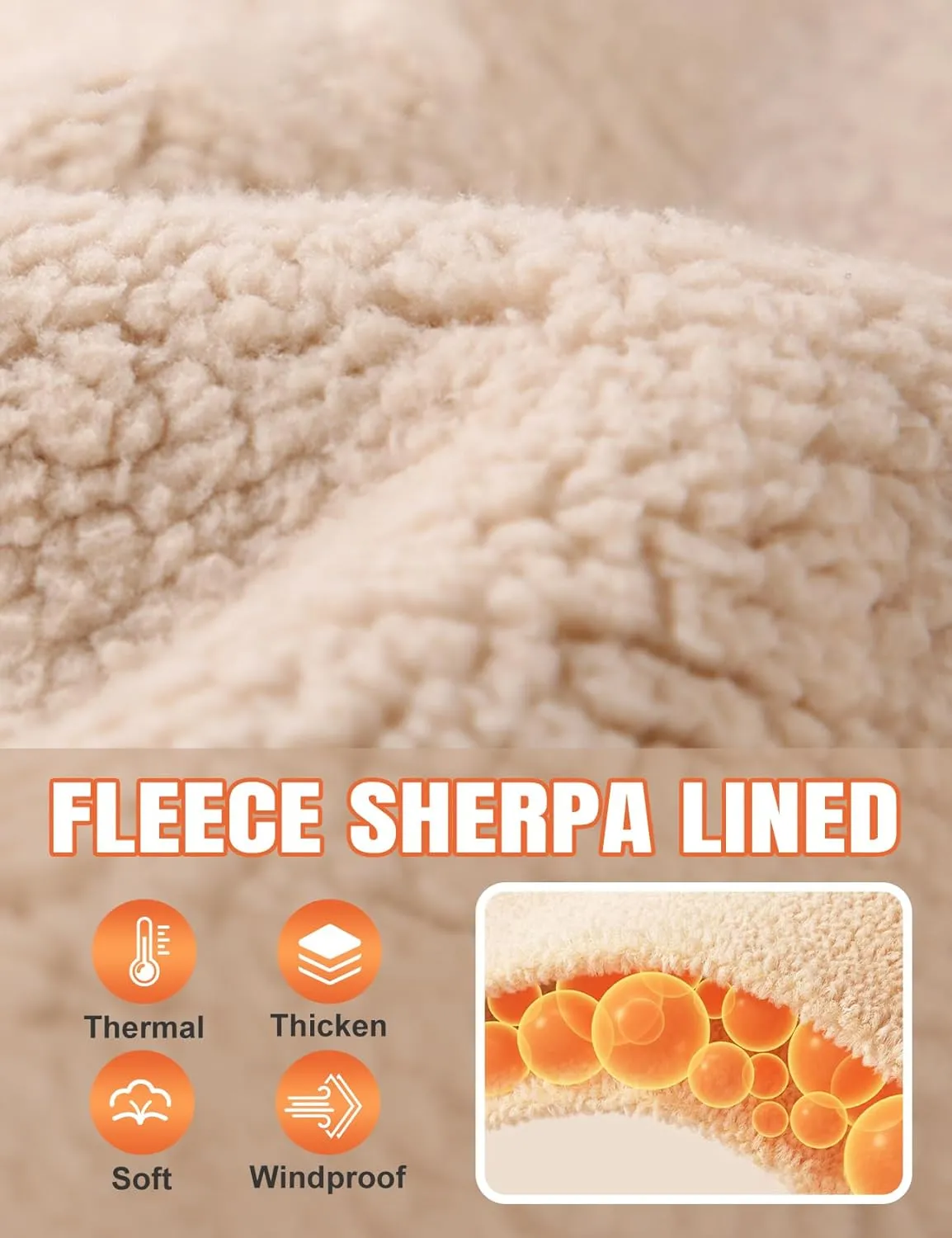 Flygo Men's Winter Warm Sherpa Lined Crewneck Sweatshirt Fleece Pullover Tops