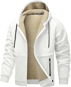 FMCHICO Men's Sherpa Hoodie Jacket Fleece Lined Zip Up Warm Hoodies Sweatshirt Winter Zipper Hooded Coat