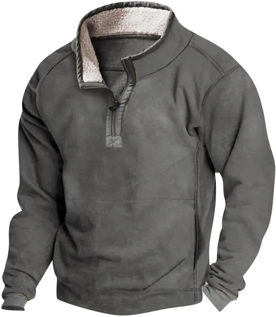 FMCHICO Men's Sherpa Lined Quarter Zip Fleece Pullover Winter Warm Sweatshirts