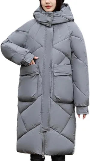 FMCHICO Women's Water Resistant Long Winter Coat Thickened Down Jacket Warm Puffer Jacket