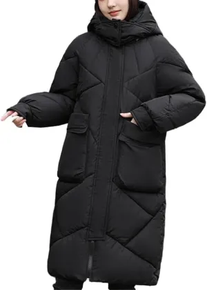FMCHICO Women's Water Resistant Long Winter Coat Thickened Down Jacket Warm Puffer Jacket