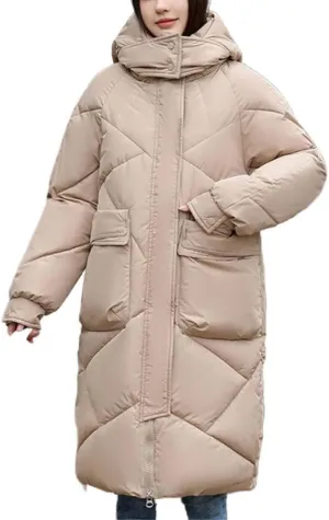 FMCHICO Women's Water Resistant Long Winter Coat Thickened Down Jacket Warm Puffer Jacket