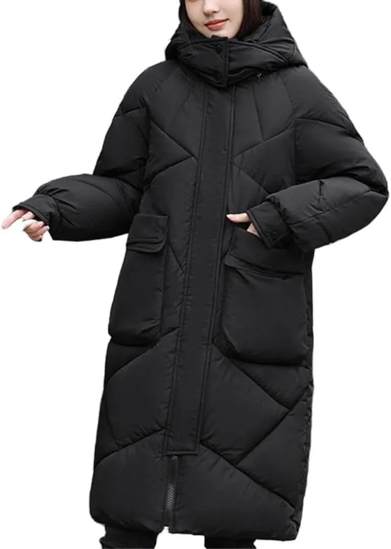 FMCHICO Women's Water Resistant Long Winter Coat Thickened Down Jacket Warm Puffer Jacket