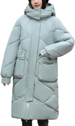 FMCHICO Women's Water Resistant Long Winter Coat Thickened Down Jacket Warm Puffer Jacket