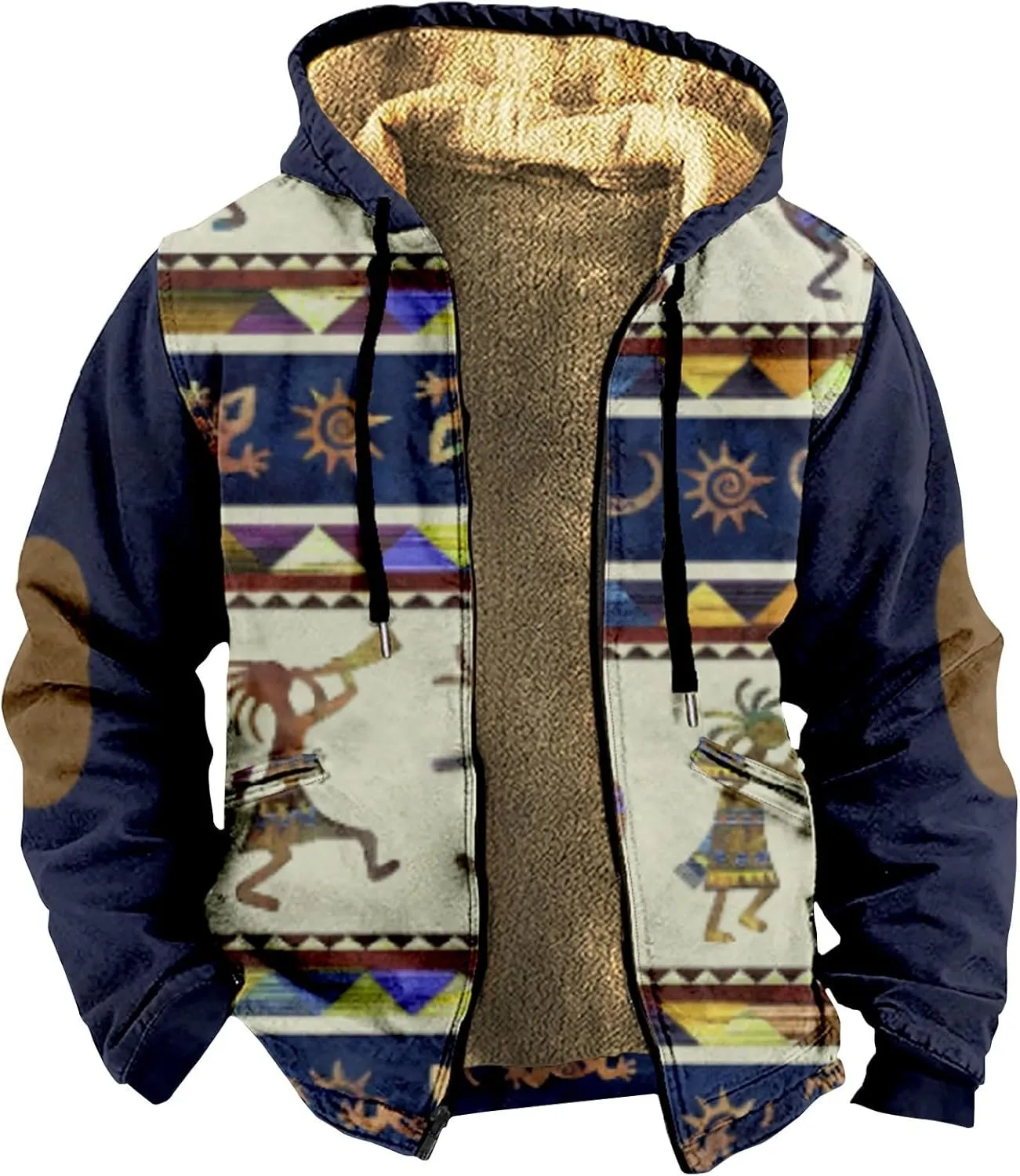 Gentle Loose Pullover Coats Long Sleeve Zipper Hooded Trendy Loose Coat Hiking Jackets for Men