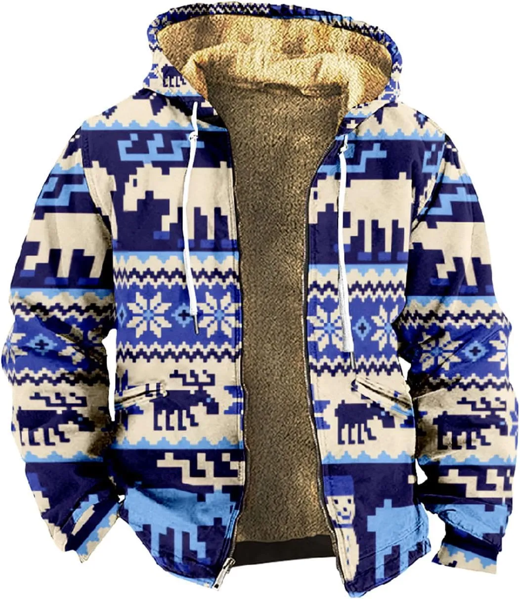 Gentle Loose Pullover Coats Long Sleeve Zipper Hooded Trendy Loose Coat Hiking Jackets for Men