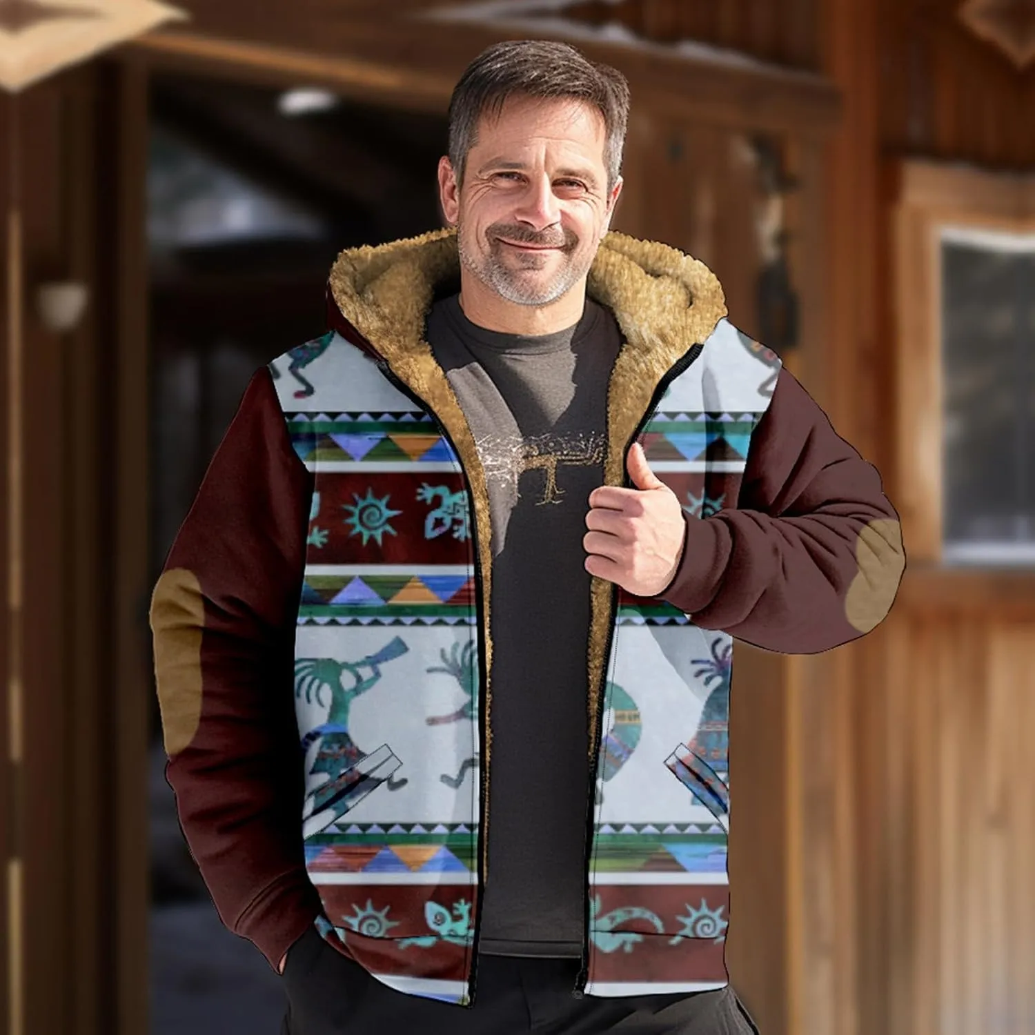 Gentle Loose Pullover Coats Long Sleeve Zipper Hooded Trendy Loose Coat Hiking Jackets for Men