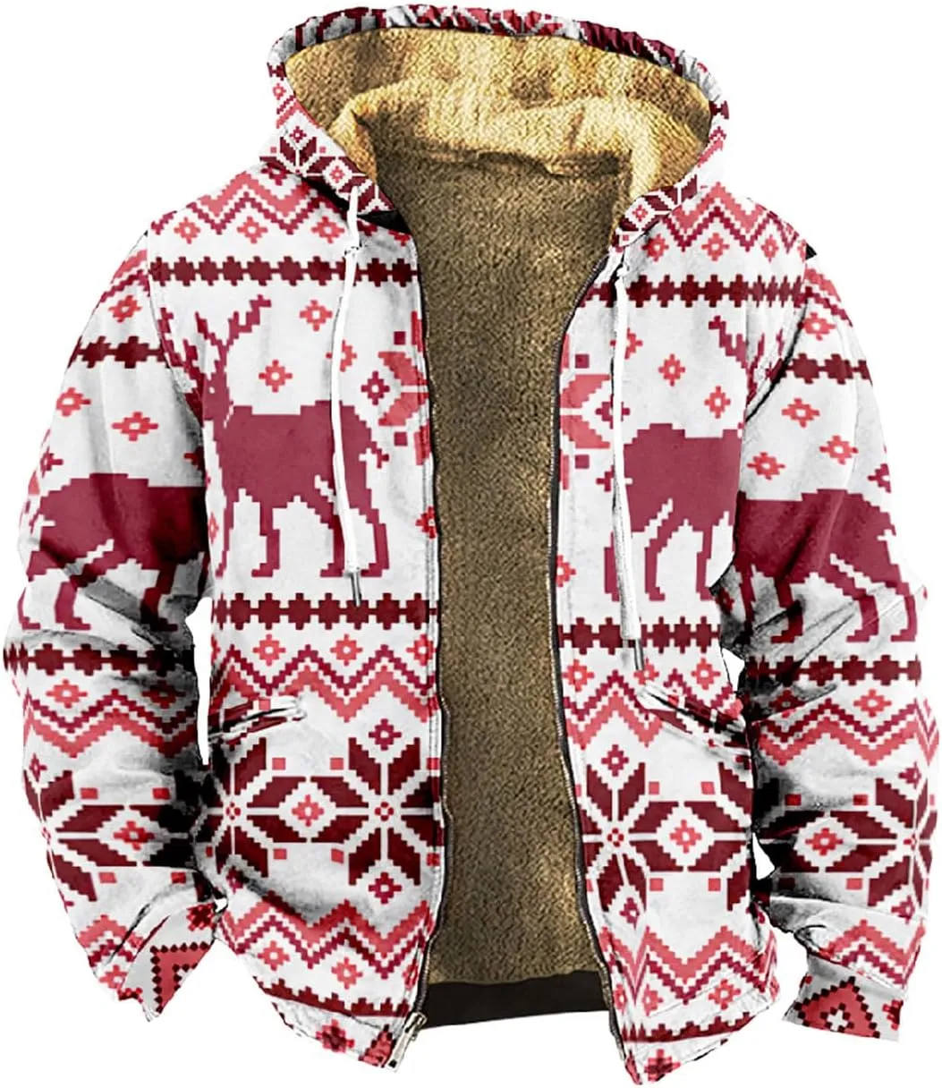 Gentle Loose Pullover Coats Long Sleeve Zipper Hooded Trendy Loose Coat Hiking Jackets for Men