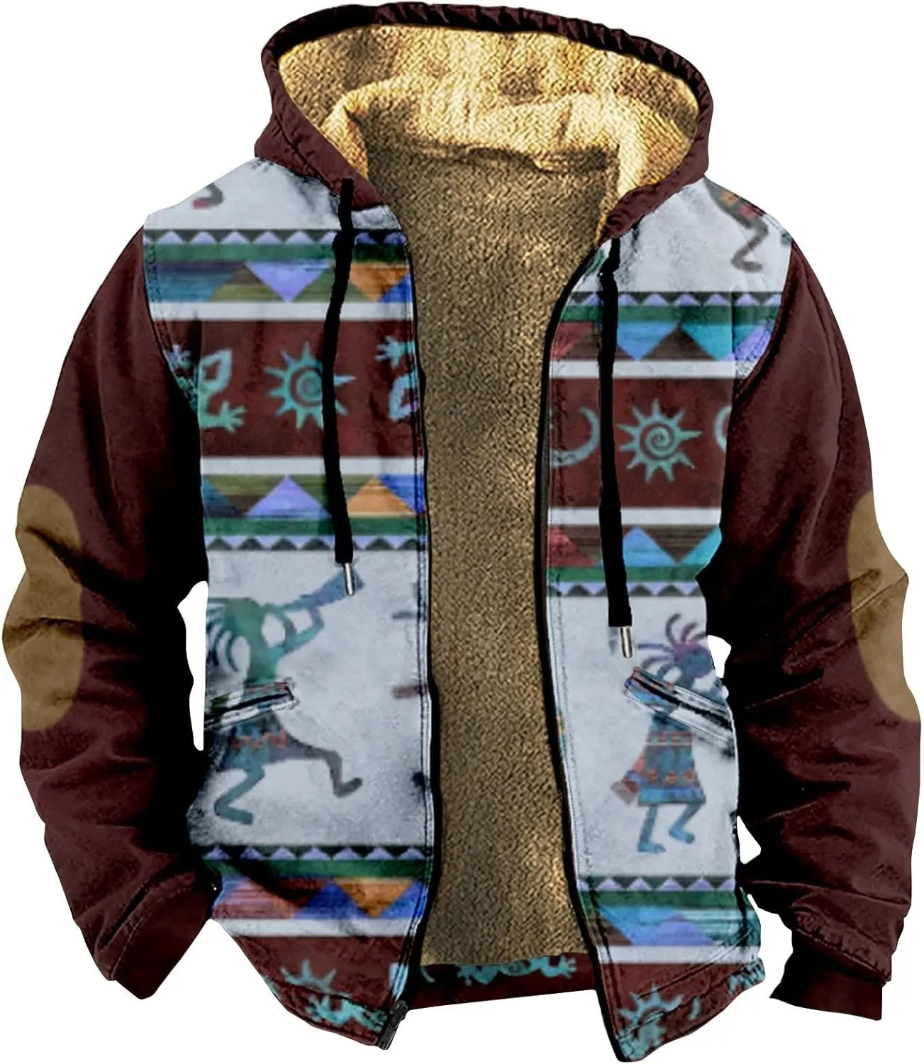 Gentle Loose Pullover Coats Long Sleeve Zipper Hooded Trendy Loose Coat Hiking Jackets for Men