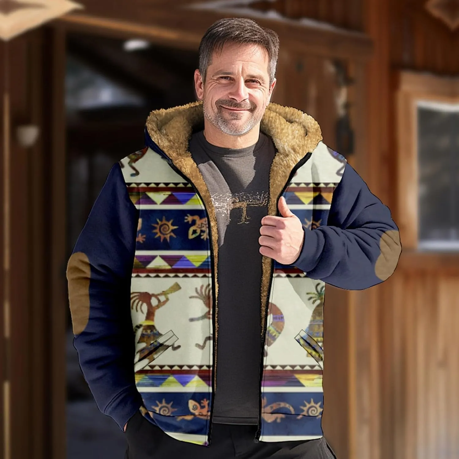 Gentle Loose Pullover Coats Long Sleeve Zipper Hooded Trendy Loose Coat Hiking Jackets for Men