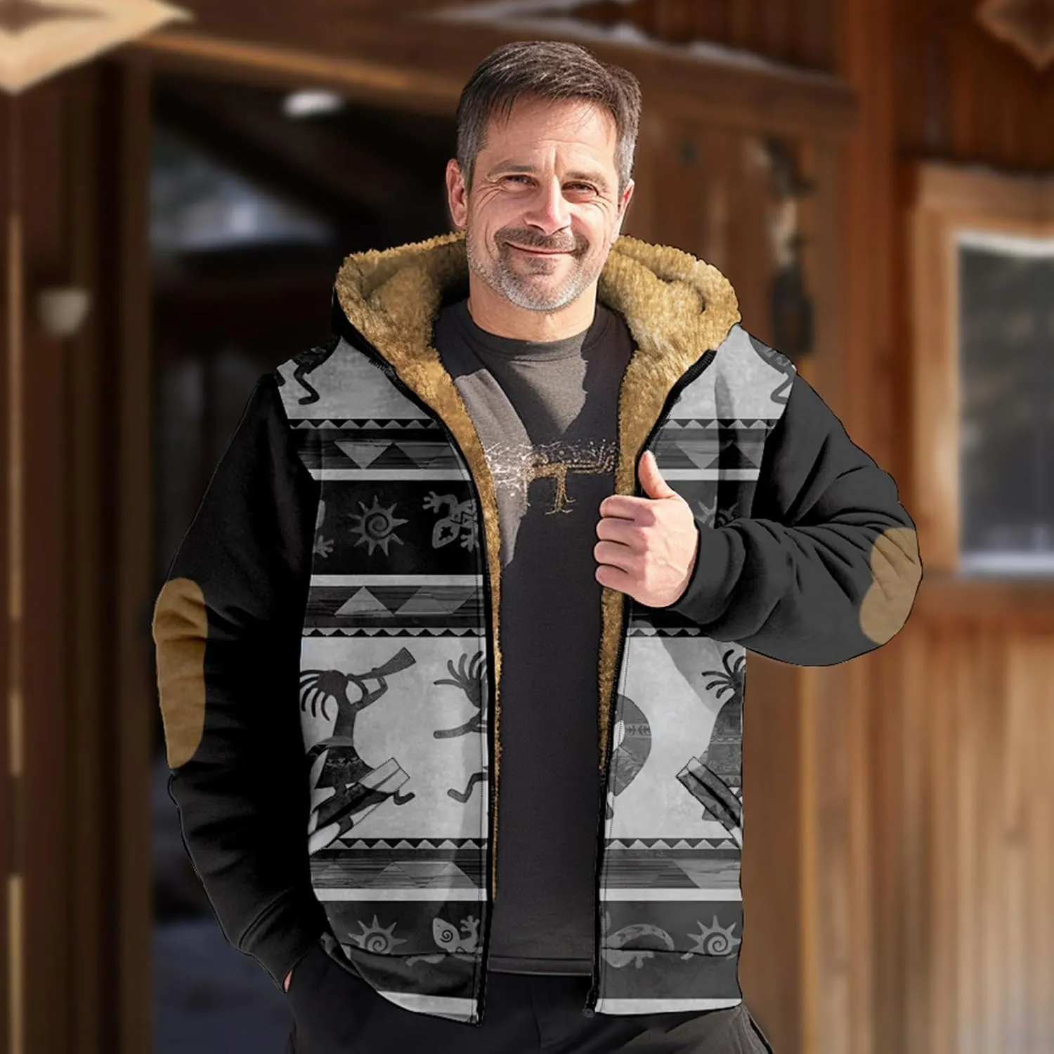 Gentle Loose Pullover Coats Long Sleeve Zipper Hooded Trendy Loose Coat Hiking Jackets for Men