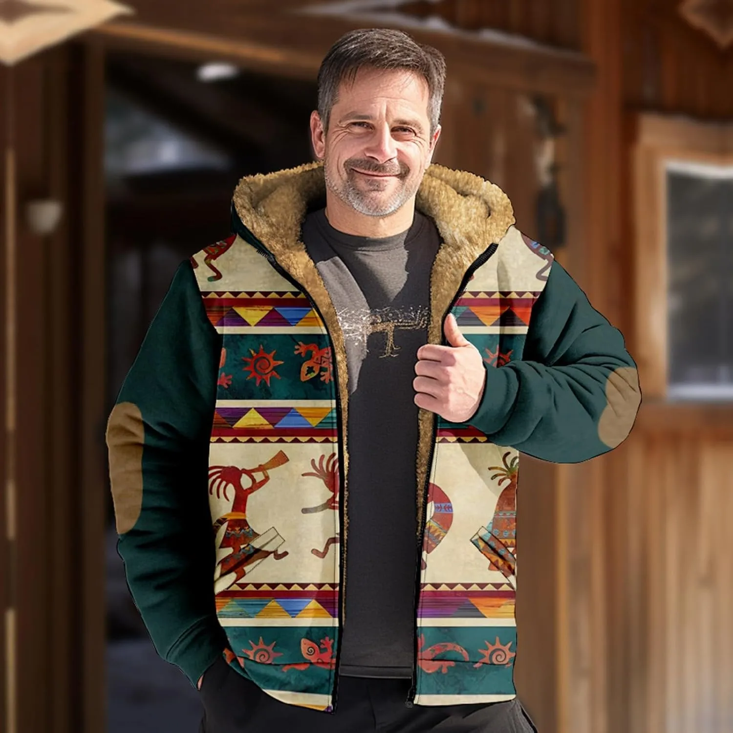 Gentle Loose Pullover Coats Long Sleeve Zipper Hooded Trendy Loose Coat Hiking Jackets for Men