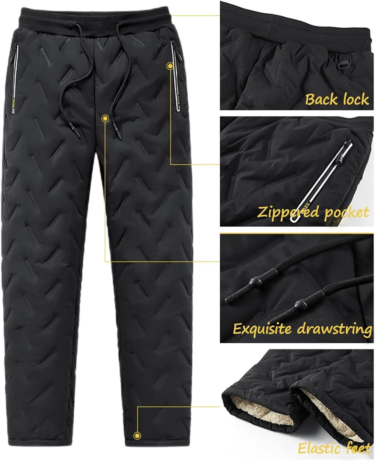 Giltpeak Lambswool Fleece-Lined Joggers Unisex Fleece Jogging Bottoms, Winter Fleece Pants with Pockets