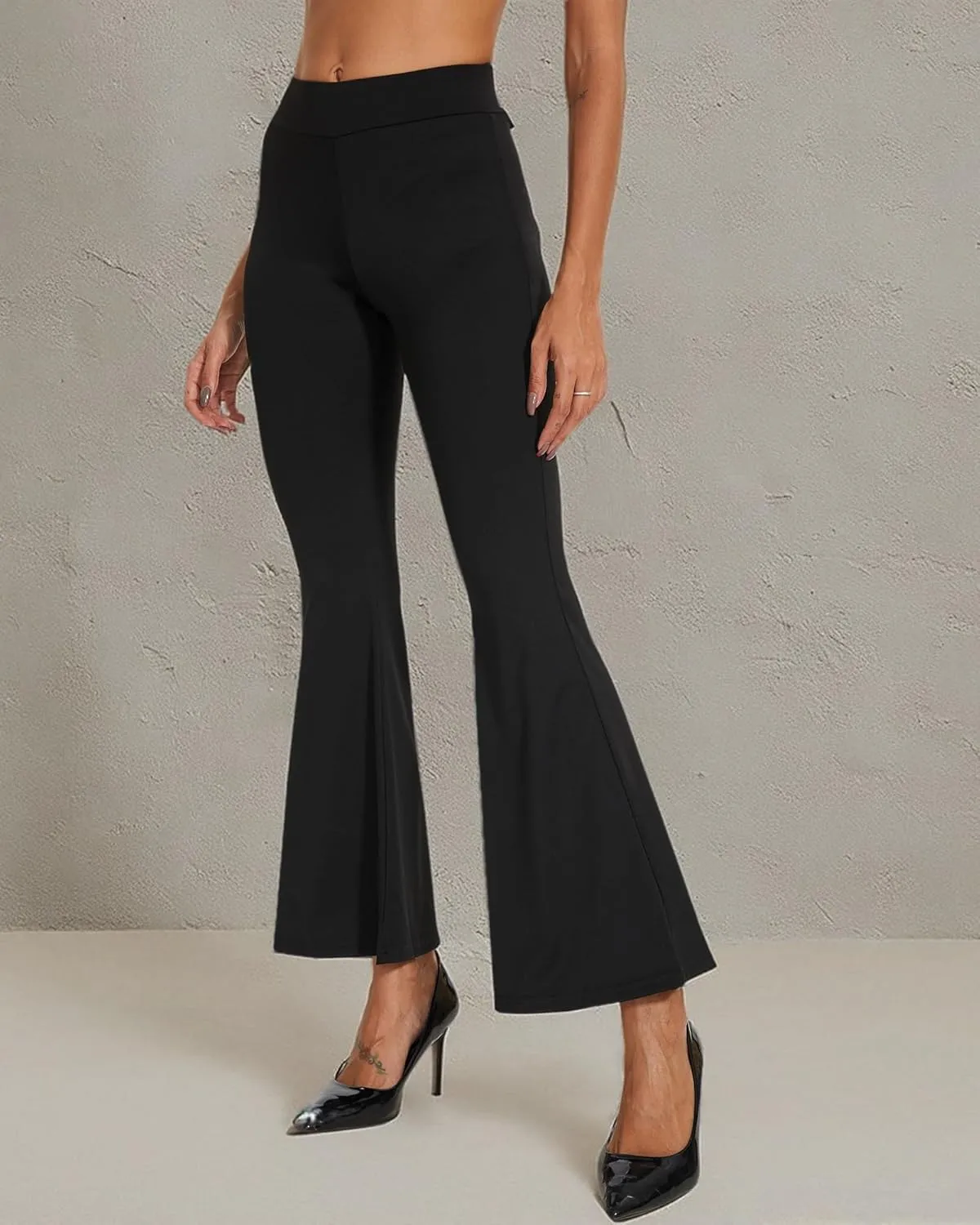 Ginasy Womens Dress Pants for Work Business Casual High Waisted Flare Dressy Trousers Pants Pull On Bell Bottom Office Slacks