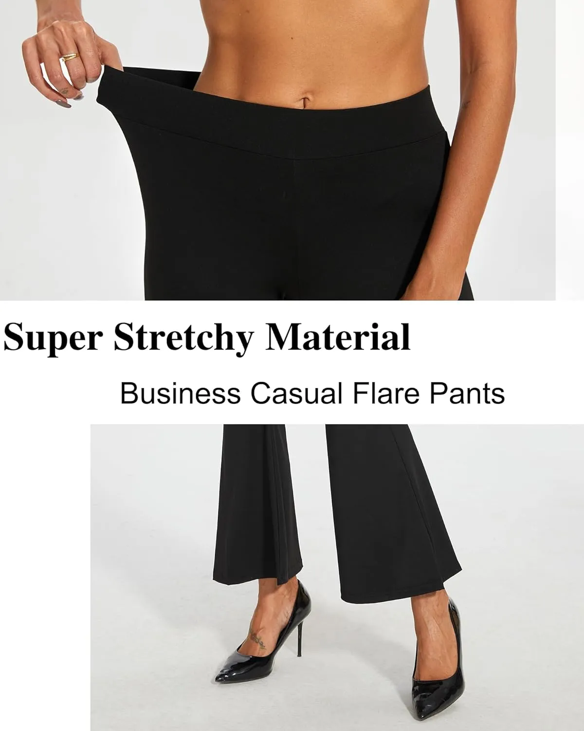 Ginasy Womens Dress Pants for Work Business Casual High Waisted Flare Dressy Trousers Pants Pull On Bell Bottom Office Slacks