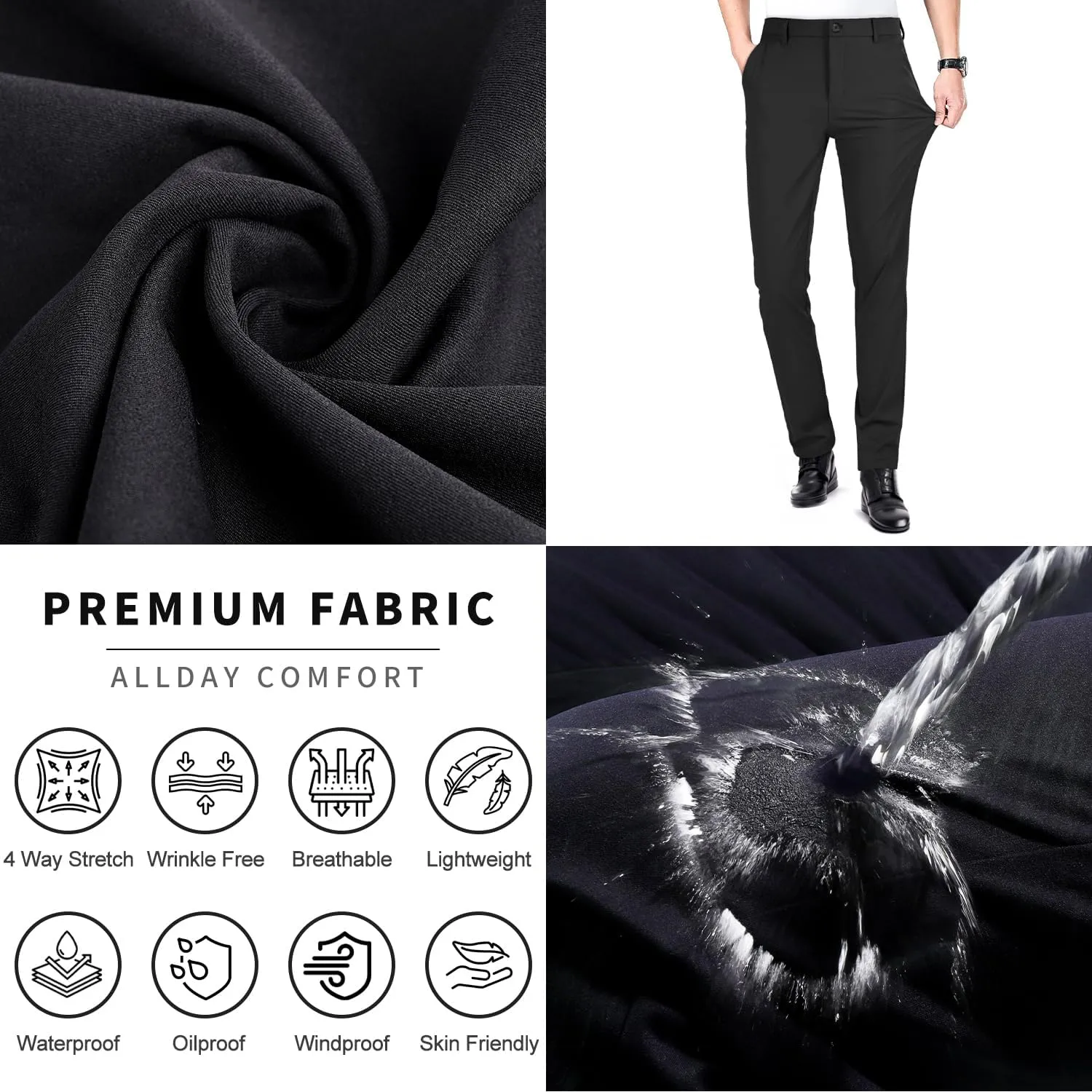 GINGTTO Slacks for Men Slim Fit Stretch Dress Pants Men Athletic Fit Chinos Pants Tapered