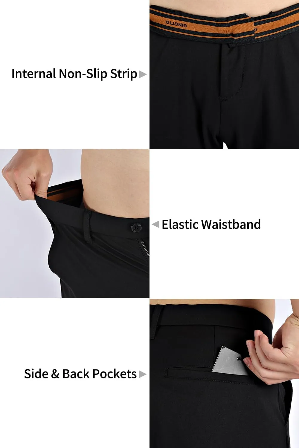 GINGTTO Slacks for Men Slim Fit Stretch Dress Pants Men Athletic Fit Chinos Pants Tapered