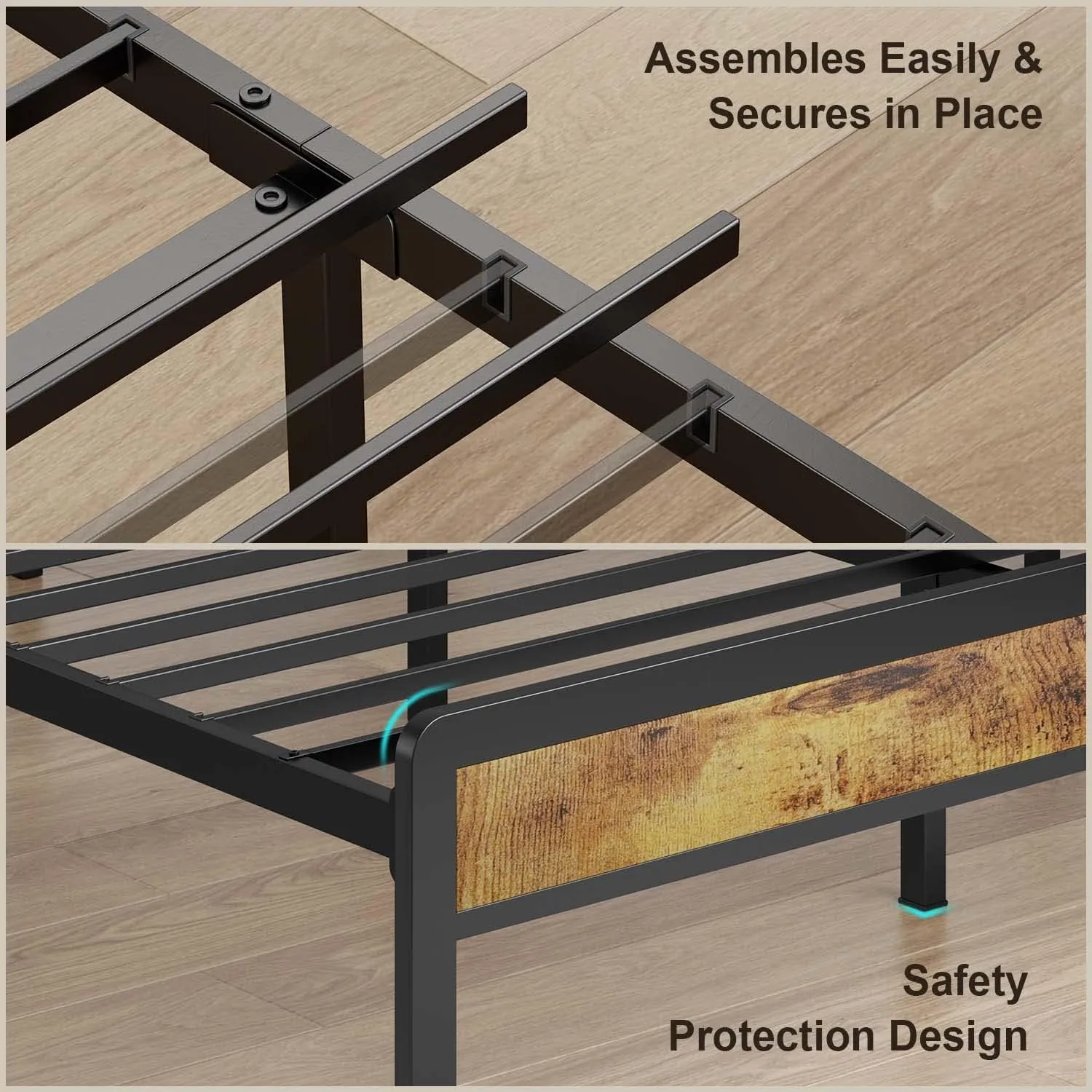 Gizoon Full Platform Bed Frame, Metal Bed Frame with Storage Headboard, Sturdy and Stable, Noise Free, No Box Spring Needed, Easy Assembly