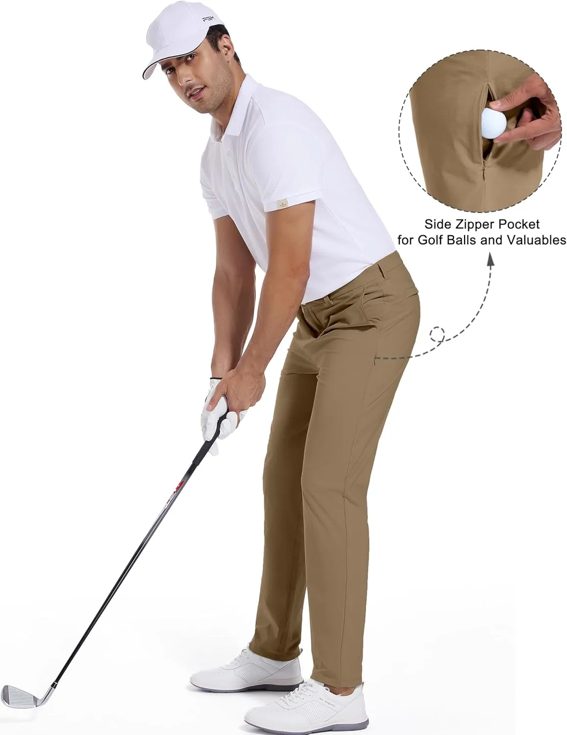 Golf Pants for Men Stretch Dress 30"/32"/34" Pants Quick Dry Lightweight Slacks Trousers for Business Casual Travel