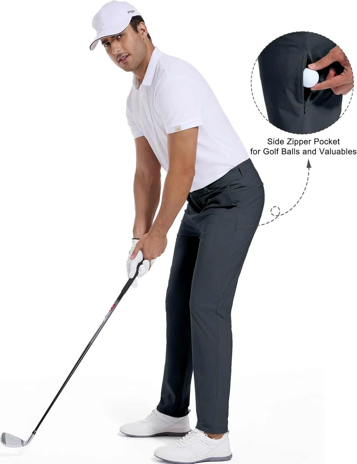 Golf Pants for Men Stretch Dress 30"/32"/34" Pants Quick Dry Lightweight Slacks Trousers for Business Casual Travel