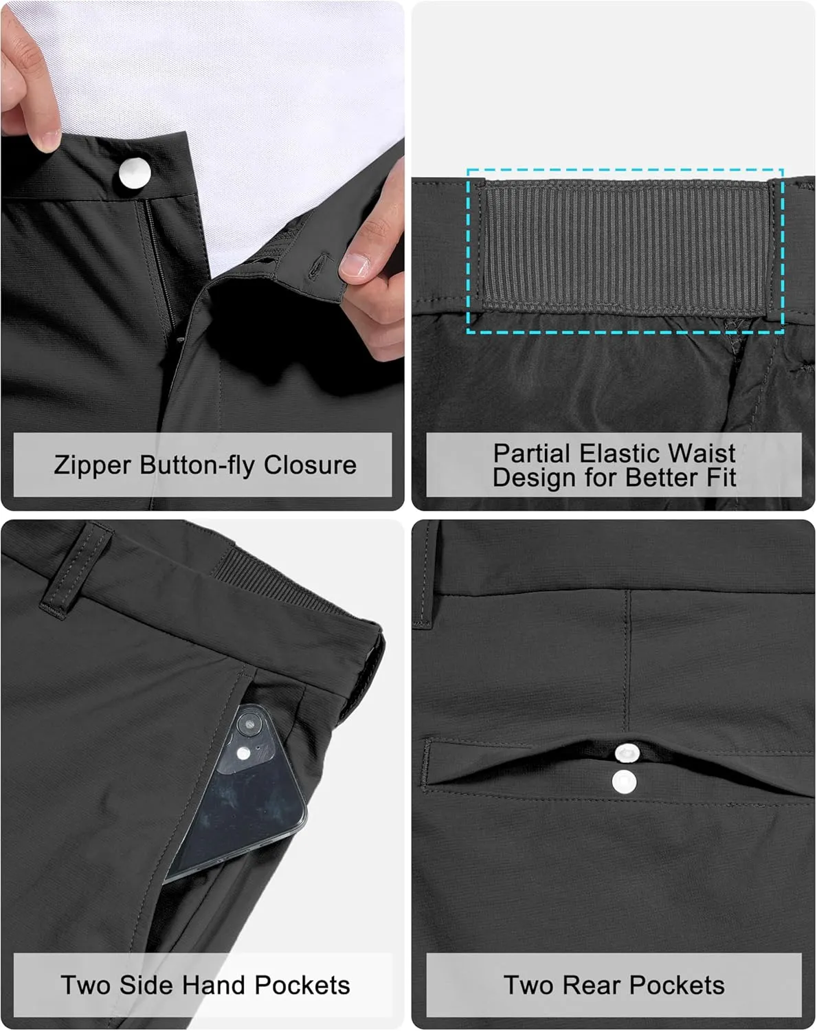 Golf Pants for Men Stretch Dress 30"/32"/34" Pants Quick Dry Lightweight Slacks Trousers for Business Casual Travel