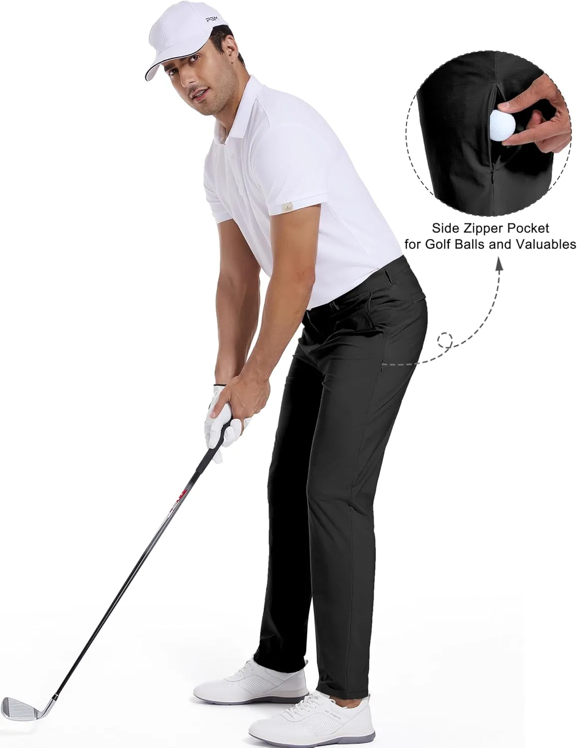 Golf Pants for Men Stretch Dress 30"/32"/34" Pants Quick Dry Lightweight Slacks Trousers for Business Casual Travel