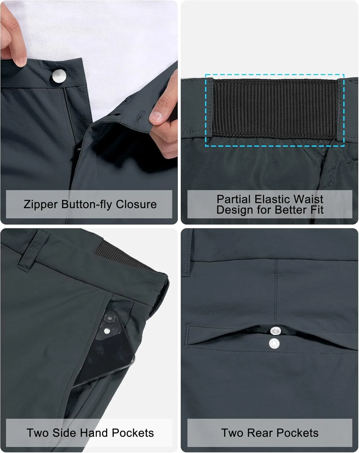 Golf Pants for Men Stretch Dress 30"/32"/34" Pants Quick Dry Lightweight Slacks Trousers for Business Casual Travel