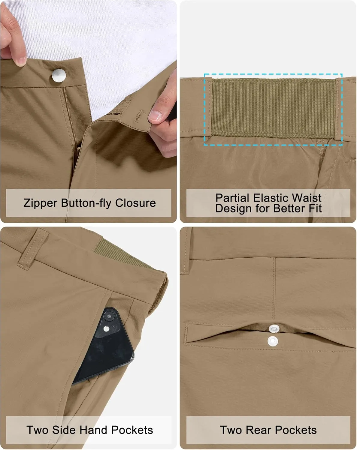 Golf Pants for Men Stretch Dress 30"/32"/34" Pants Quick Dry Lightweight Slacks Trousers for Business Casual Travel