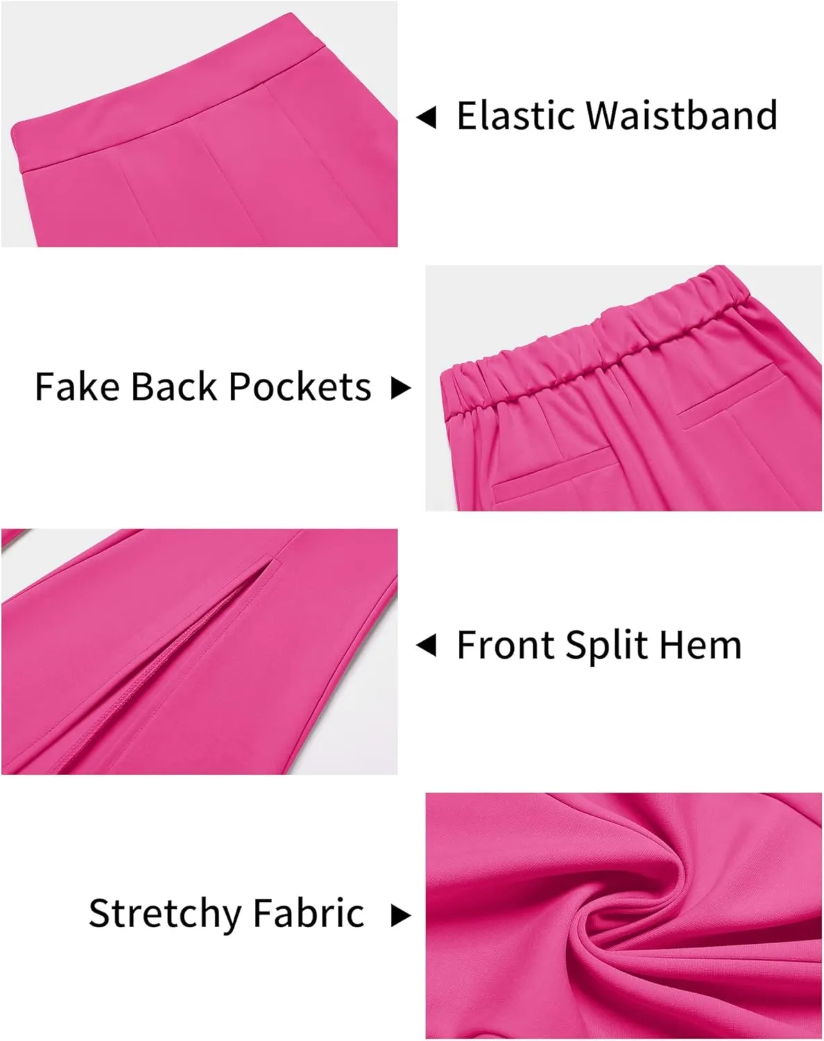 GRAPENT Dress Pants Wide Leg Pants for Women Flare Pants Pull On Business Casual Work Trousers Split Hem Slacks