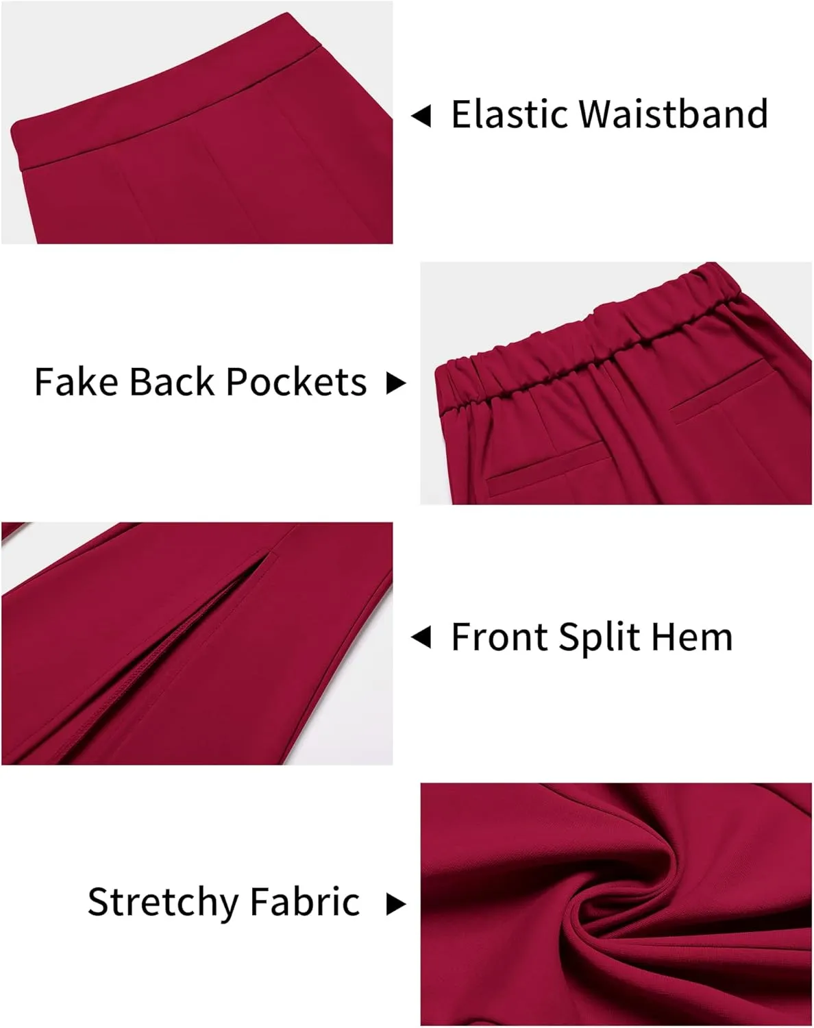 GRAPENT Dress Pants Wide Leg Pants for Women Flare Pants Pull On Business Casual Work Trousers Split Hem Slacks