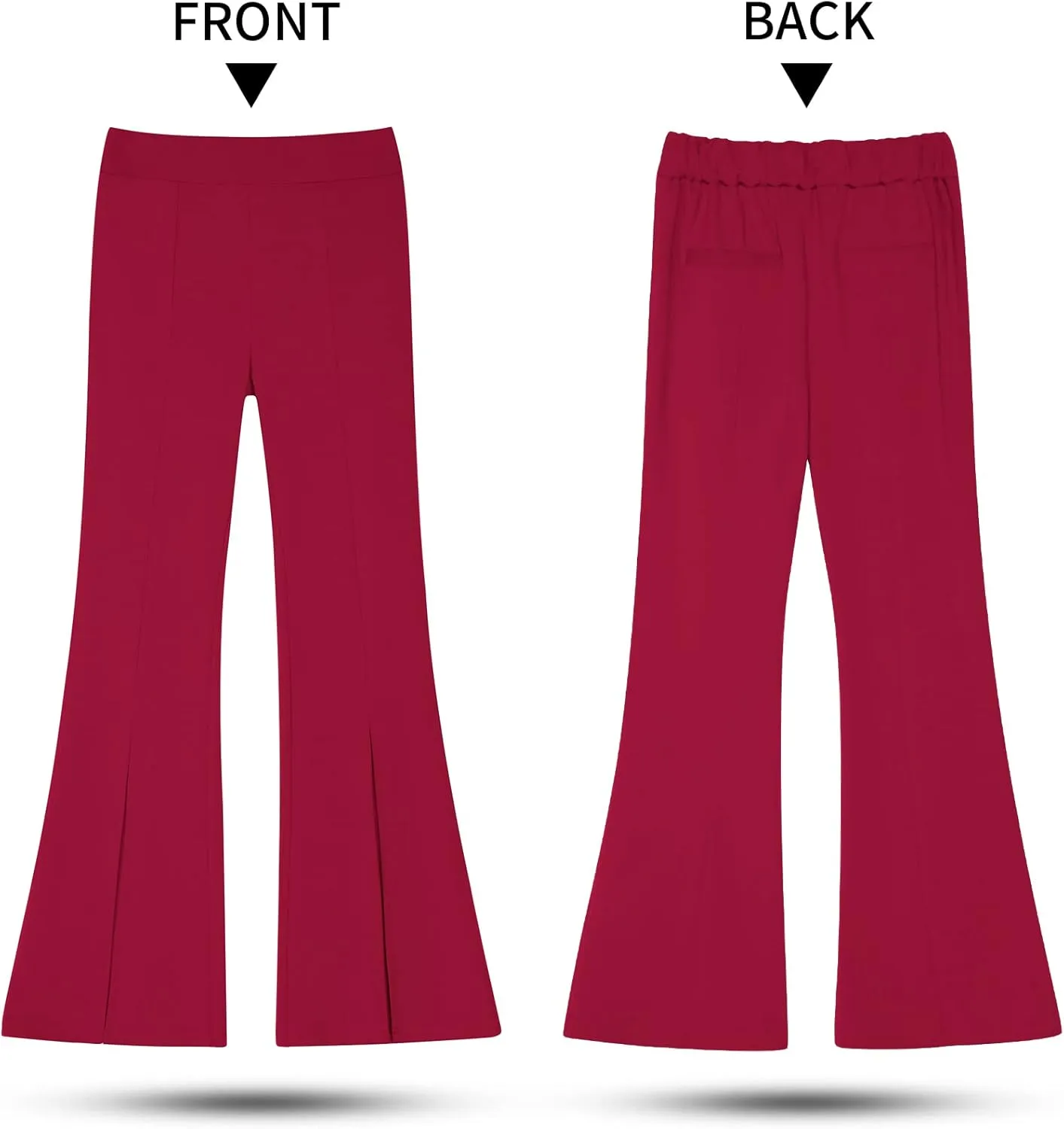 GRAPENT Dress Pants Wide Leg Pants for Women Flare Pants Pull On Business Casual Work Trousers Split Hem Slacks