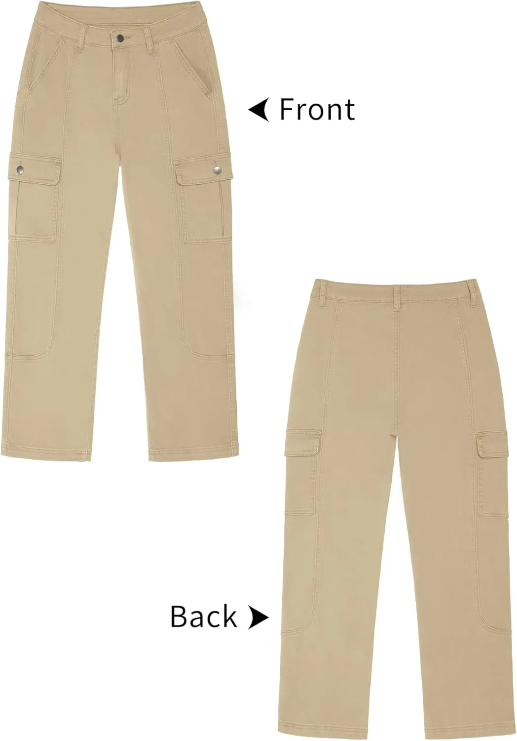 GRAPENT Womens Cargo Pants Casual High Waisted Baggy Stretch Straight Leg Trousers Western Outfit Y2K Pants with Pockets