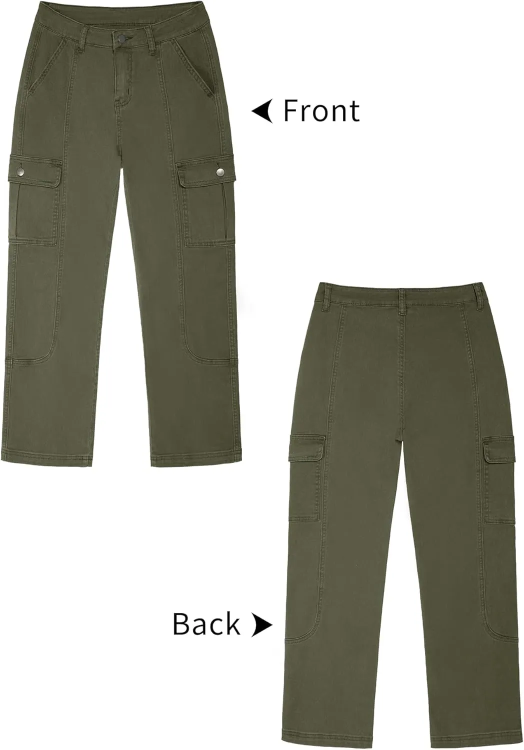 GRAPENT Womens Cargo Pants Casual High Waisted Baggy Stretch Straight Leg Trousers Western Outfit Y2K Pants with Pockets