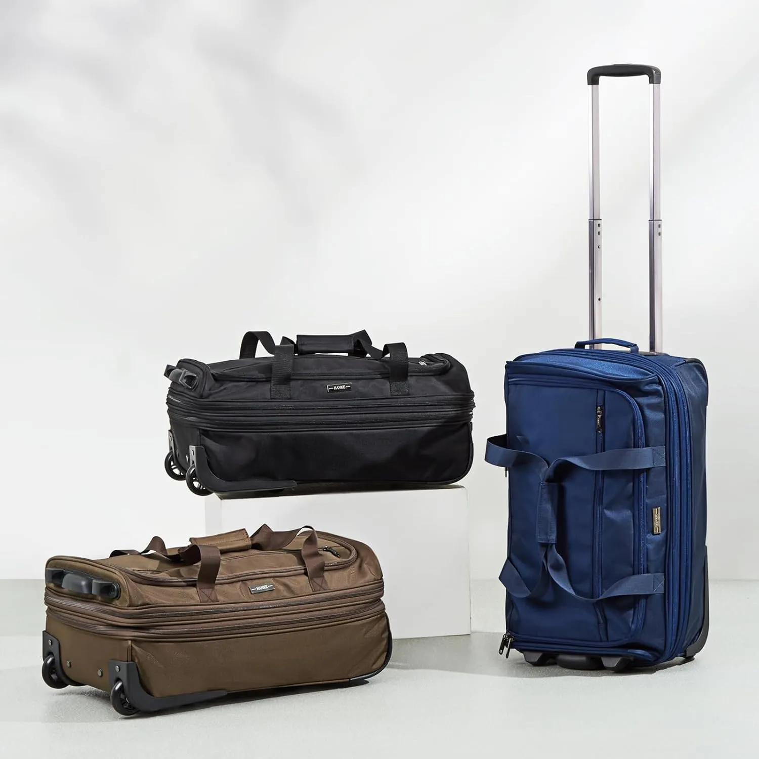 Hanke 20 Inch Expandable Carry On Luggage Suitcases with Wheels Foldable Duffle Bag for Travel Carry On suitcase Weekend Bag for Women Men（Blue）