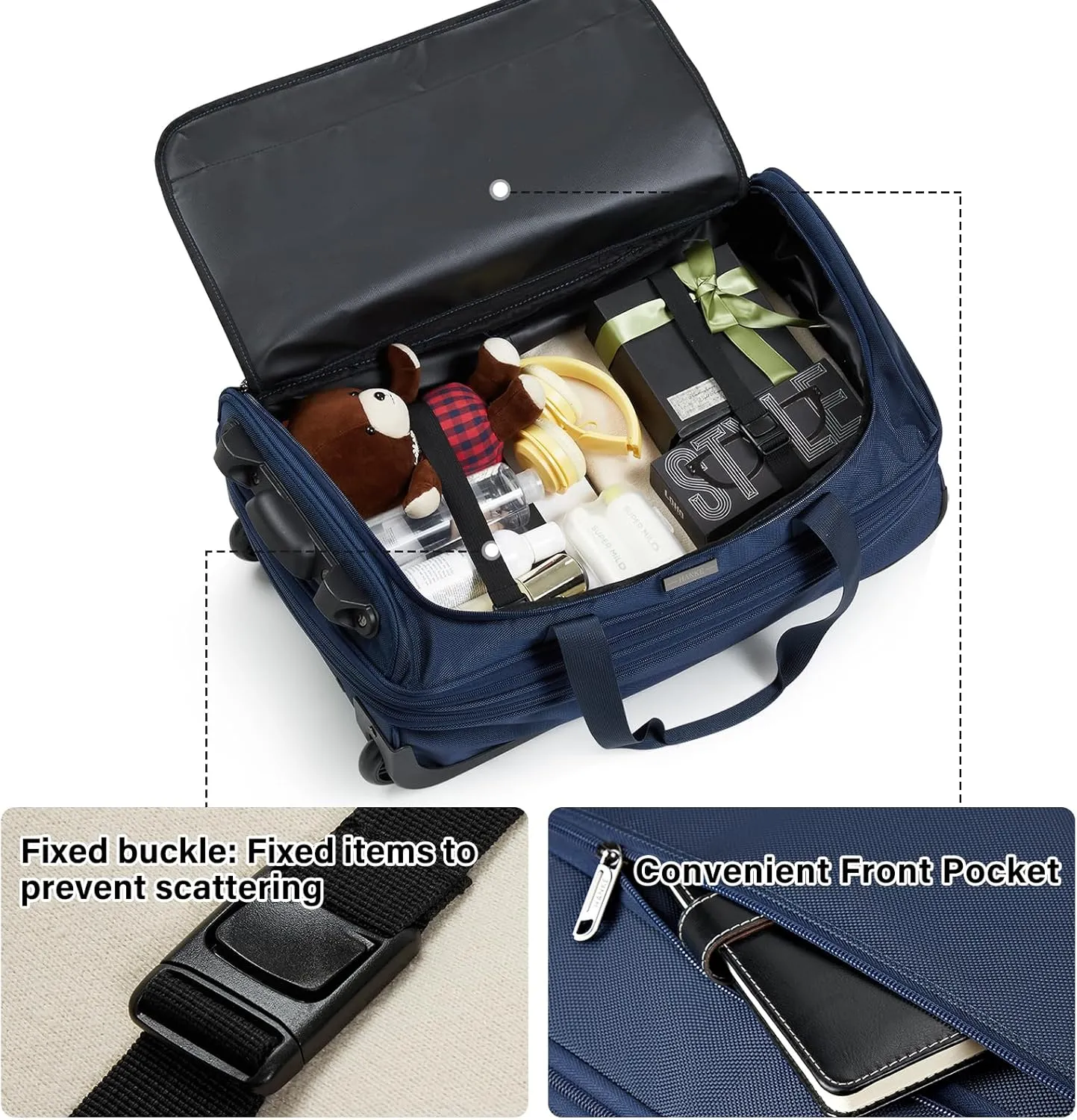 Hanke 20 Inch Expandable Carry On Luggage Suitcases with Wheels Foldable Duffle Bag for Travel Carry On suitcase Weekend Bag for Women Men（Blue）