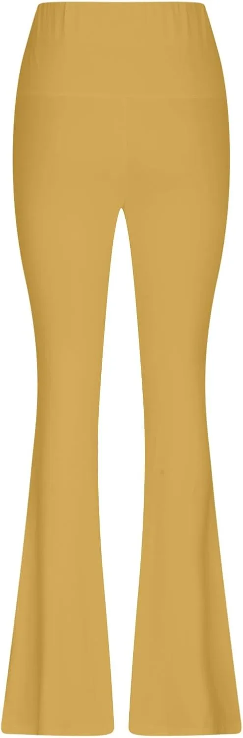 High Compression Leggings for Women, Yoga Pants No Front Seam,Tummy Control Scrubs,Bootcut Leggings with Pockets