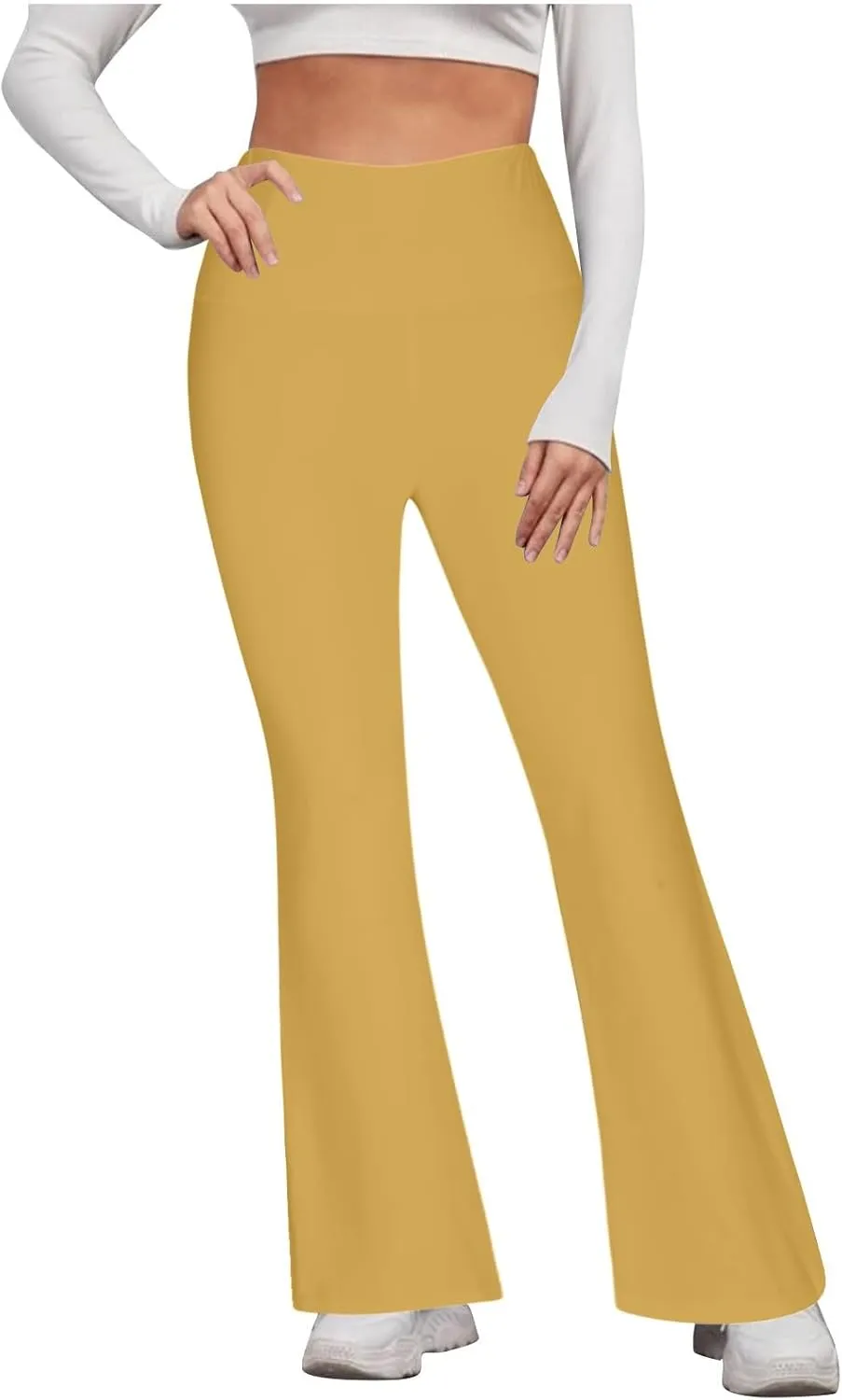 High Compression Leggings for Women, Yoga Pants No Front Seam,Tummy Control Scrubs,Bootcut Leggings with Pockets