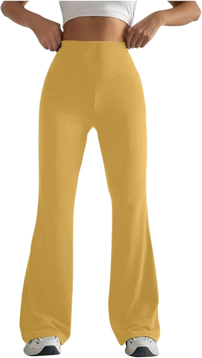 High Compression Leggings for Women, Yoga Pants No Front Seam,Tummy Control Scrubs,Bootcut Leggings with Pockets
