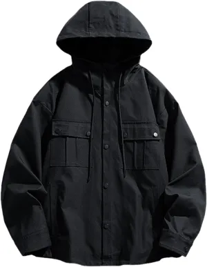 Jegsnoe Men Hoodie Jackets Autumn Hooded Sweatshirts Coats Hard Fabric Cotton Hoodie Coats
